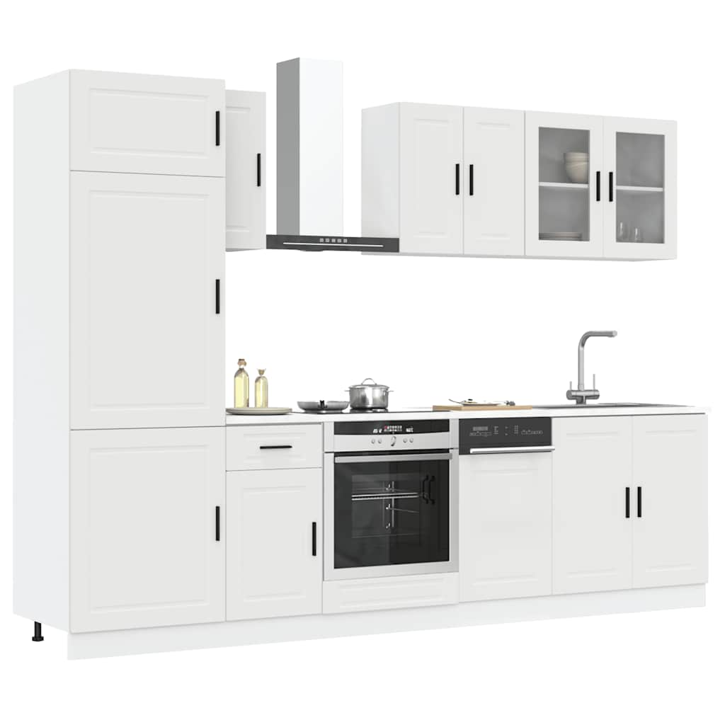 Vetonek Mueble de cocina Kalmar blanco 8 piezas madera contrachapada