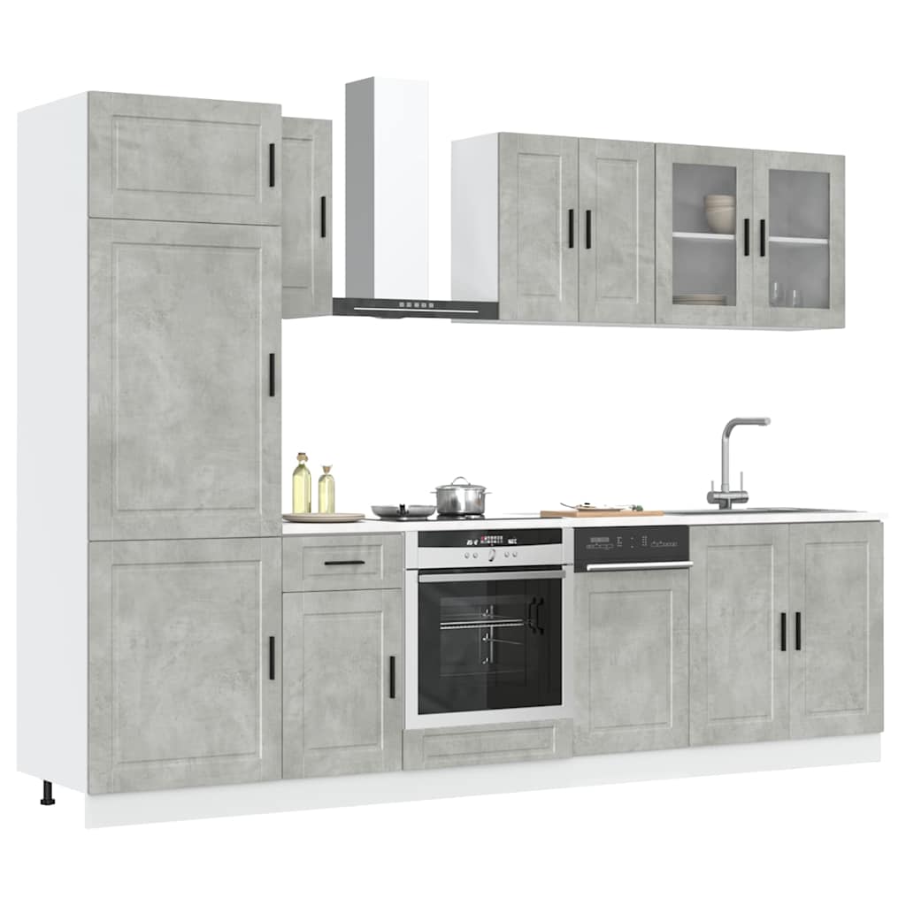 Vetonek Mueble cocina Kalmar gris hormigón 8 pzas madera contrachapada