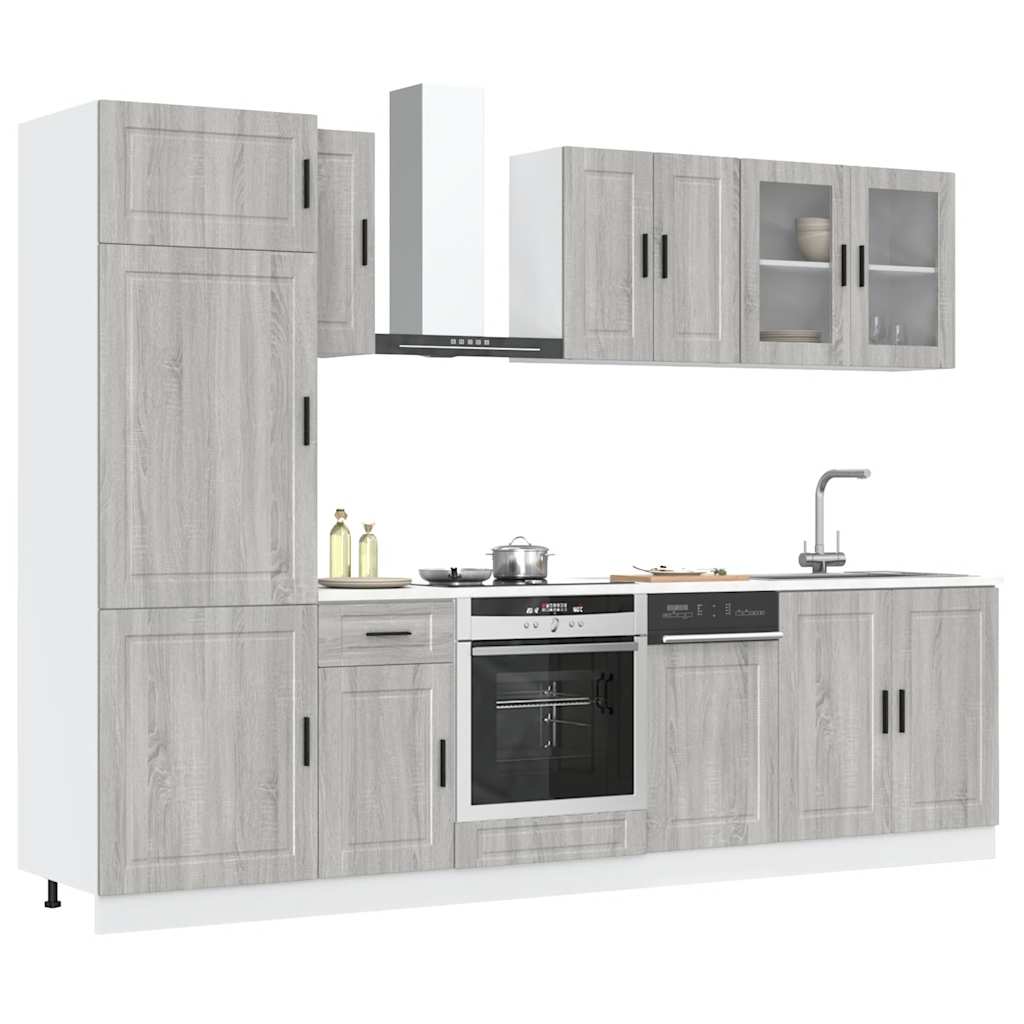 Vetonek Mueble cocina Kalmar sonoma gris 8 pzas madera contrachapada