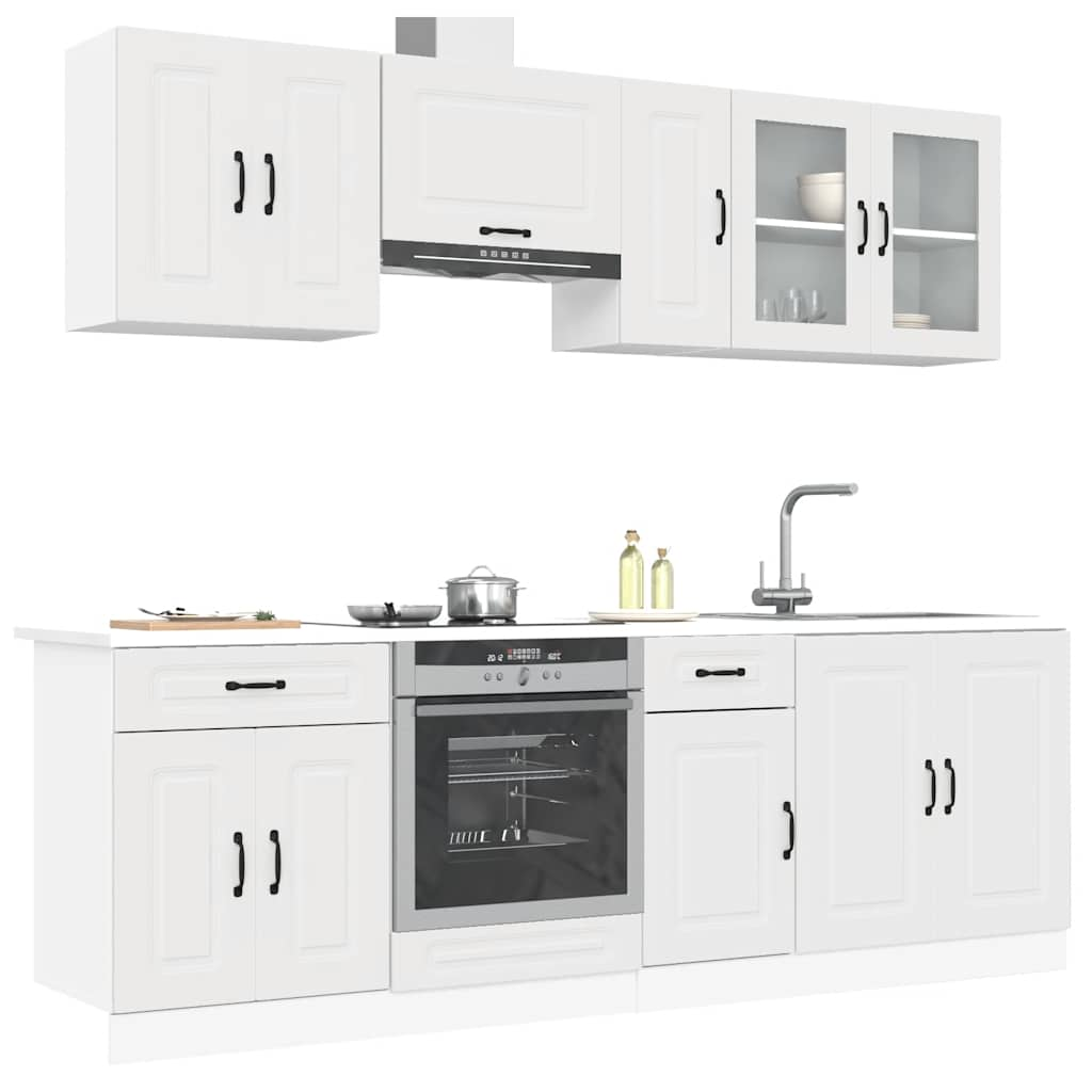 Vetonek Mueble de cocina Kalmar blanco 8 piezas madera contrachapada