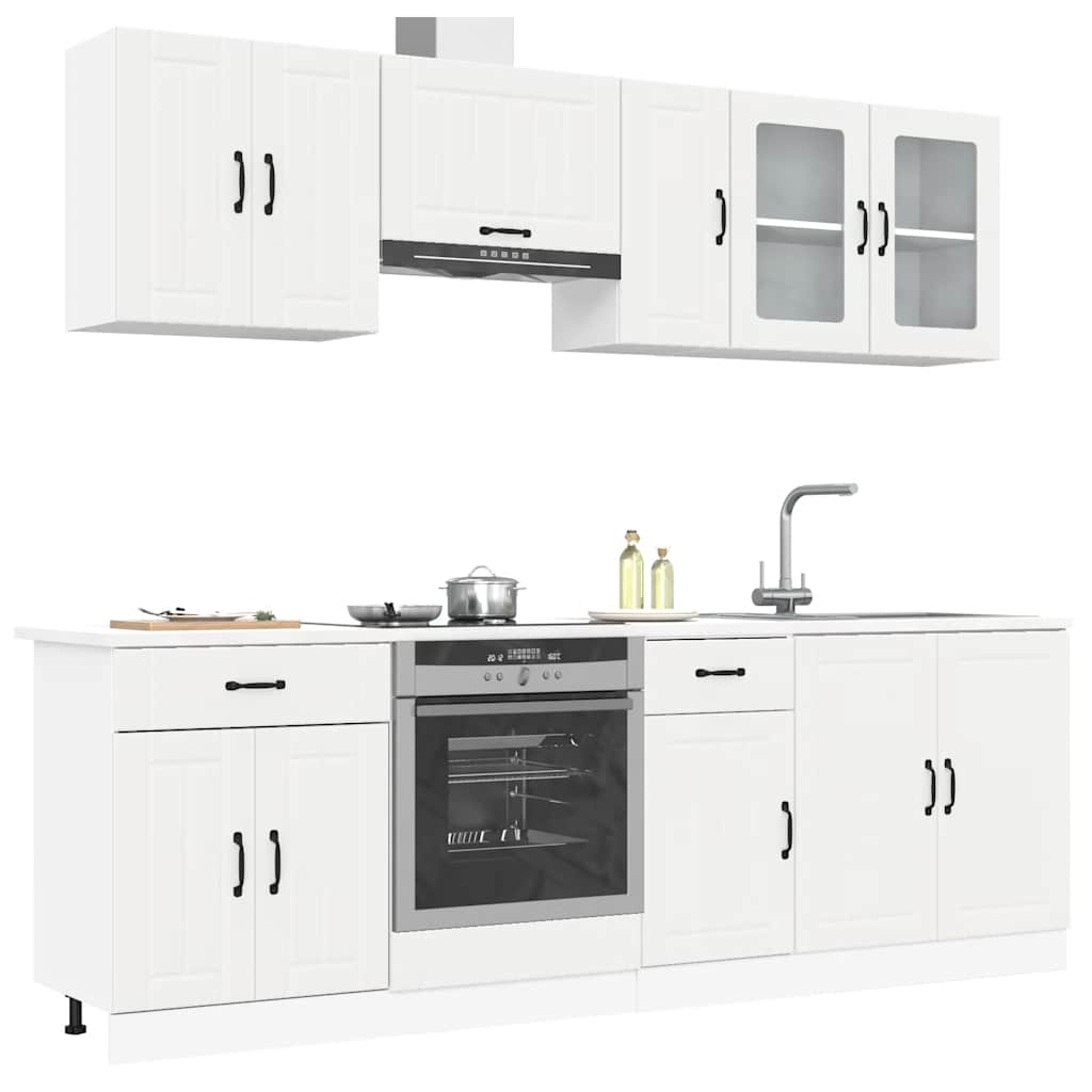 Vetonek Mueble de cocina Kalmar blanco 8 piezas madera contrachapada