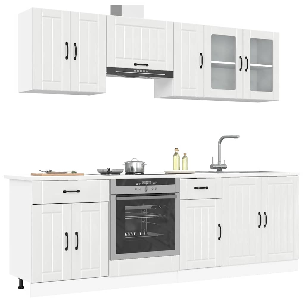 Vetonek Mueble cocina Kalmar blanco de alto brillo 8 pzas