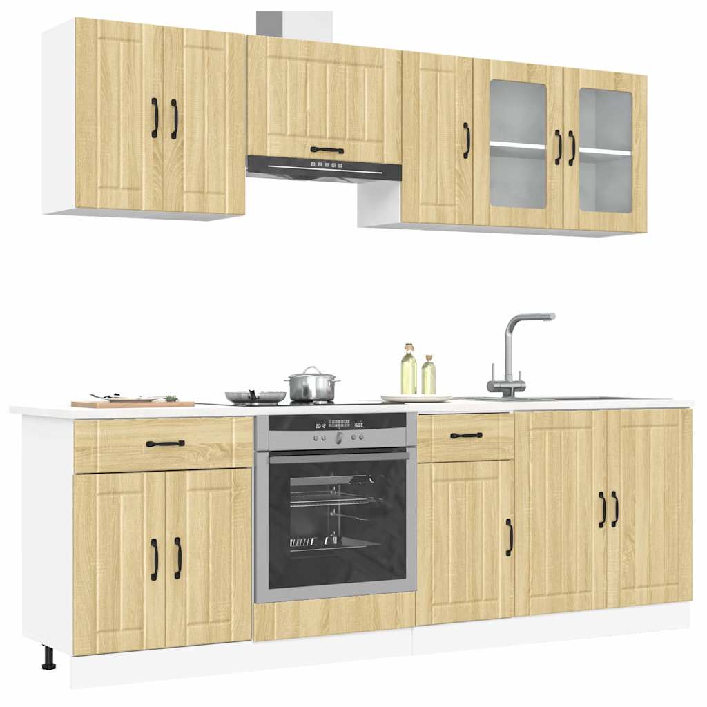 Vetonek Mueble cocina Kalmar roble sonoma 8 pzas madera contrachapada