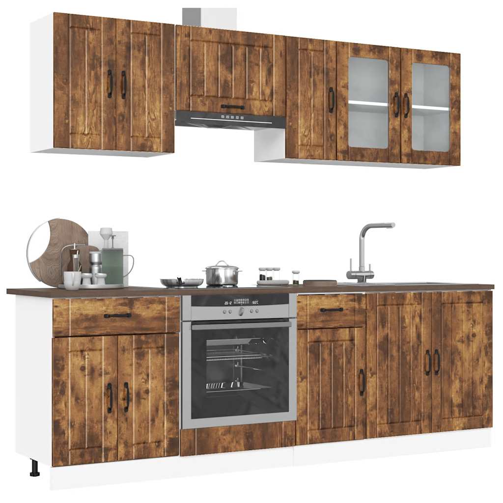 Vetonek Mueble cocina Kalmar roble ahumado 8 pzas madera contrachapada