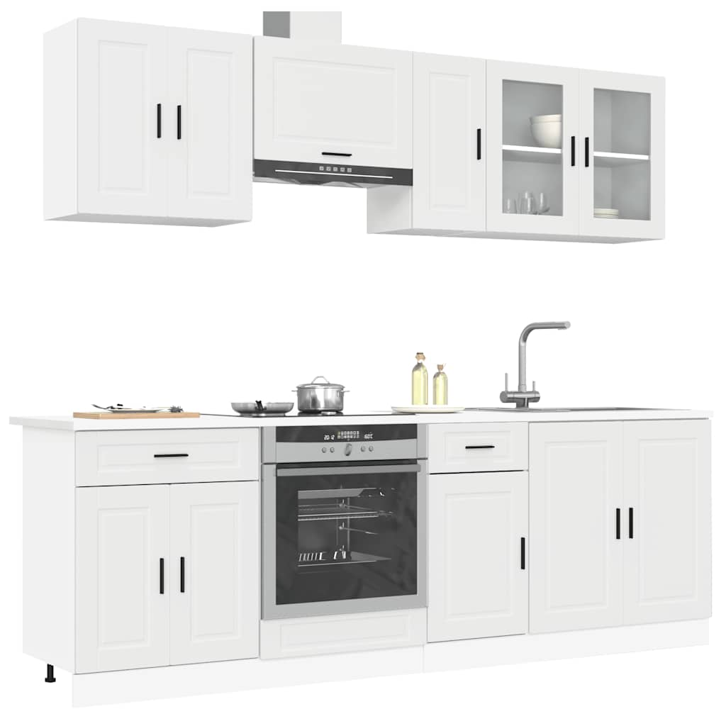 Vetonek Mueble de cocina Kalmar blanco 8 piezas madera contrachapada