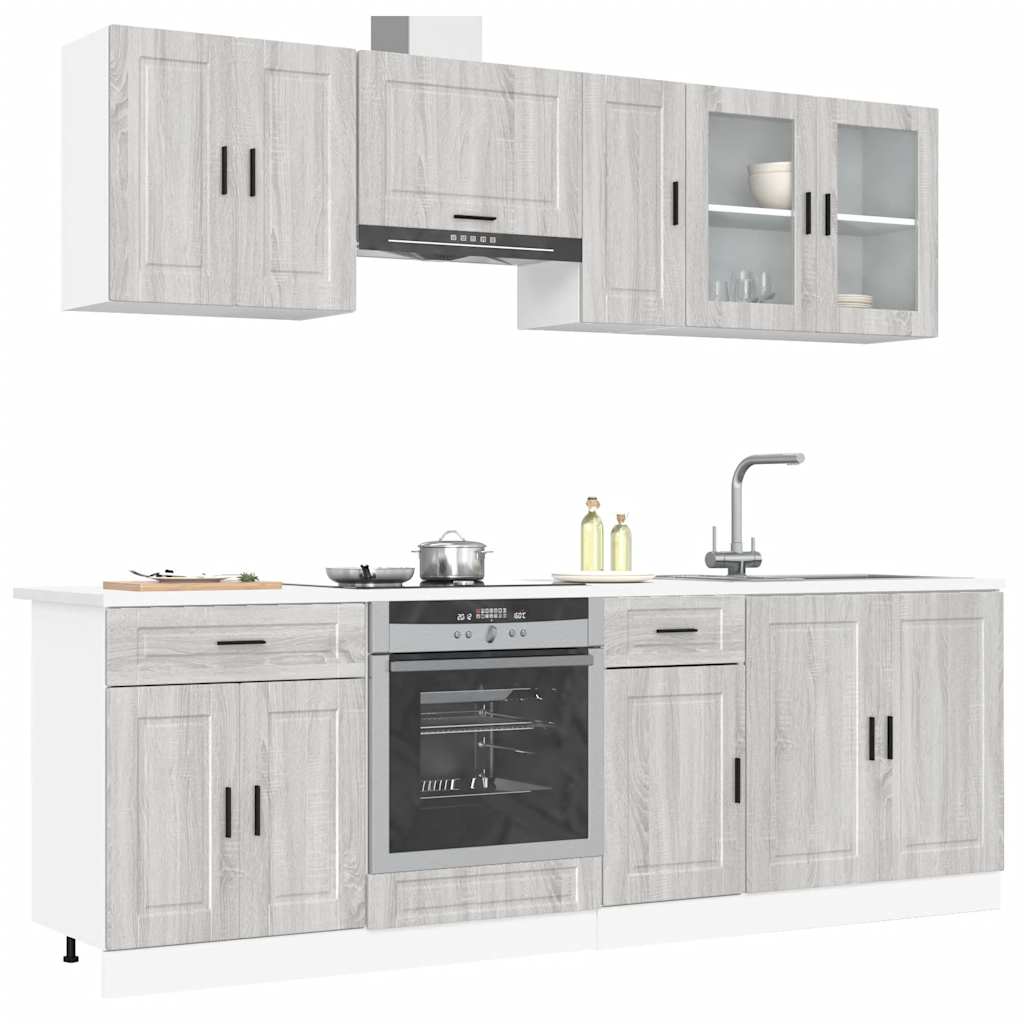 Vetonek Mueble cocina Kalmar sonoma gris 8 pzas madera contrachapada