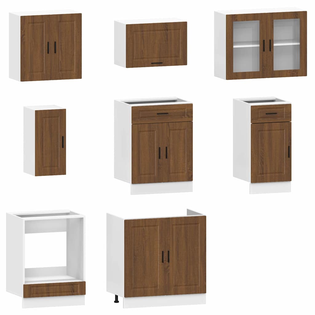 Mueble cocina Kalmar roble marrón 8 pzas madera contrachapada V48