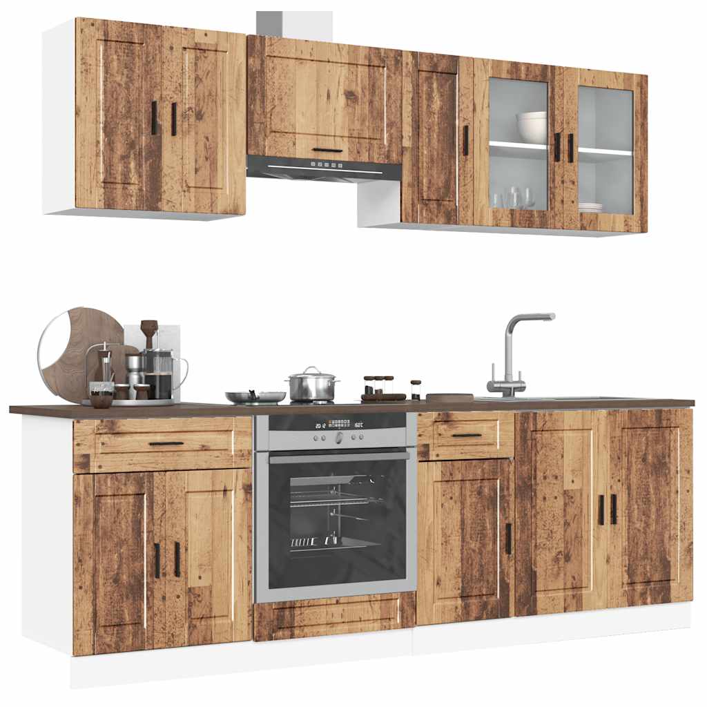 Vetonek Mueble cocina Kalmar madera vieja 8 pzas madera contrachapada