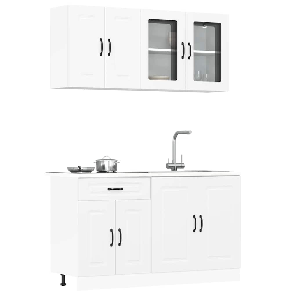 Vetonek Mueble de cocina Kalmar blanco 4 piezas madera contrachapada