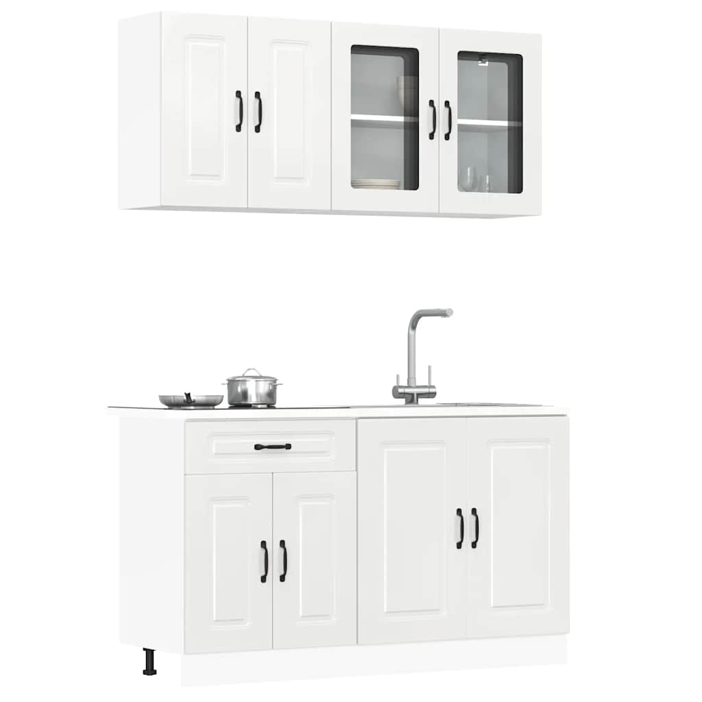 Vetonek Mueble cocina Kalmar blanco de alto brillo 4 pzas