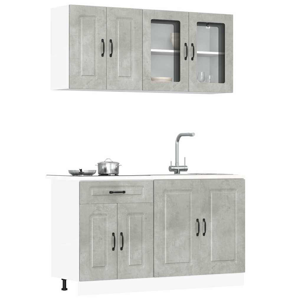 Vetonek Mueble cocina Kalmar gris hormigón 4 pzas madera contrachapada