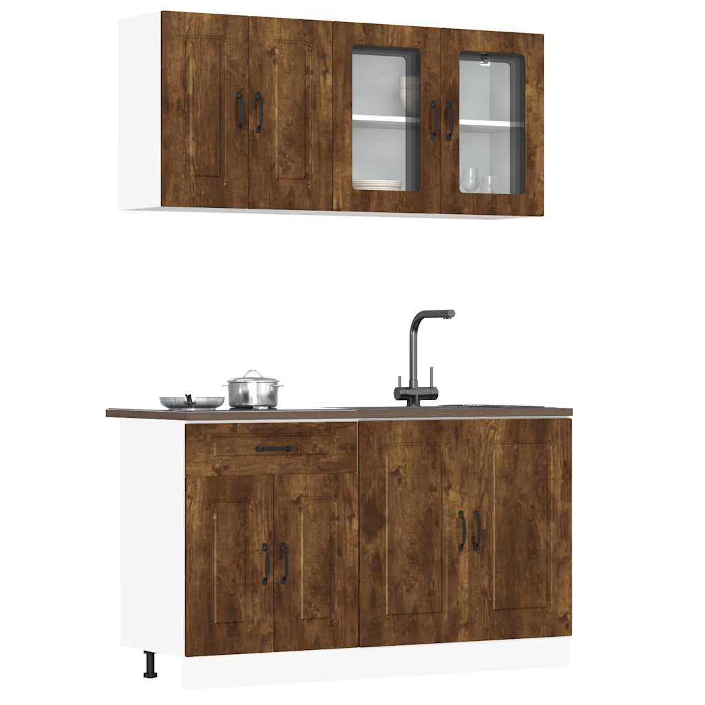 Vetonek Mueble cocina Kalmar roble ahumado 4 pzas madera contrachapada