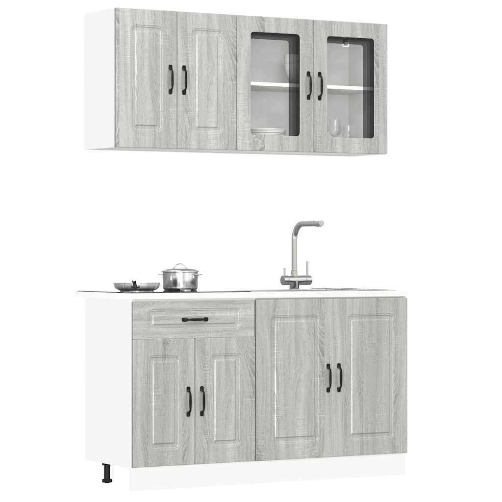 Vetonek Mueble cocina Kalmar sonoma gris 4 pzas madera contrachapada