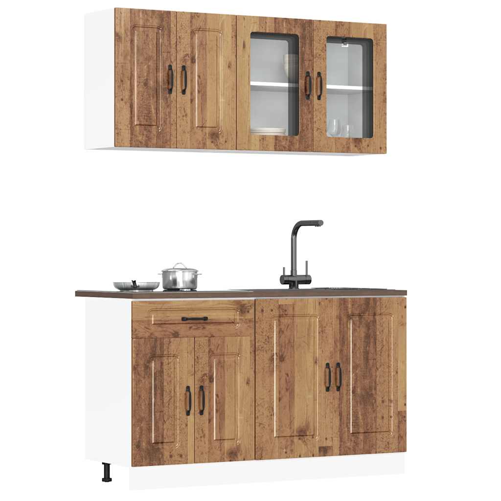 Vetonek Mueble cocina Kalmar madera vieja 4 pzas madera contrachapada