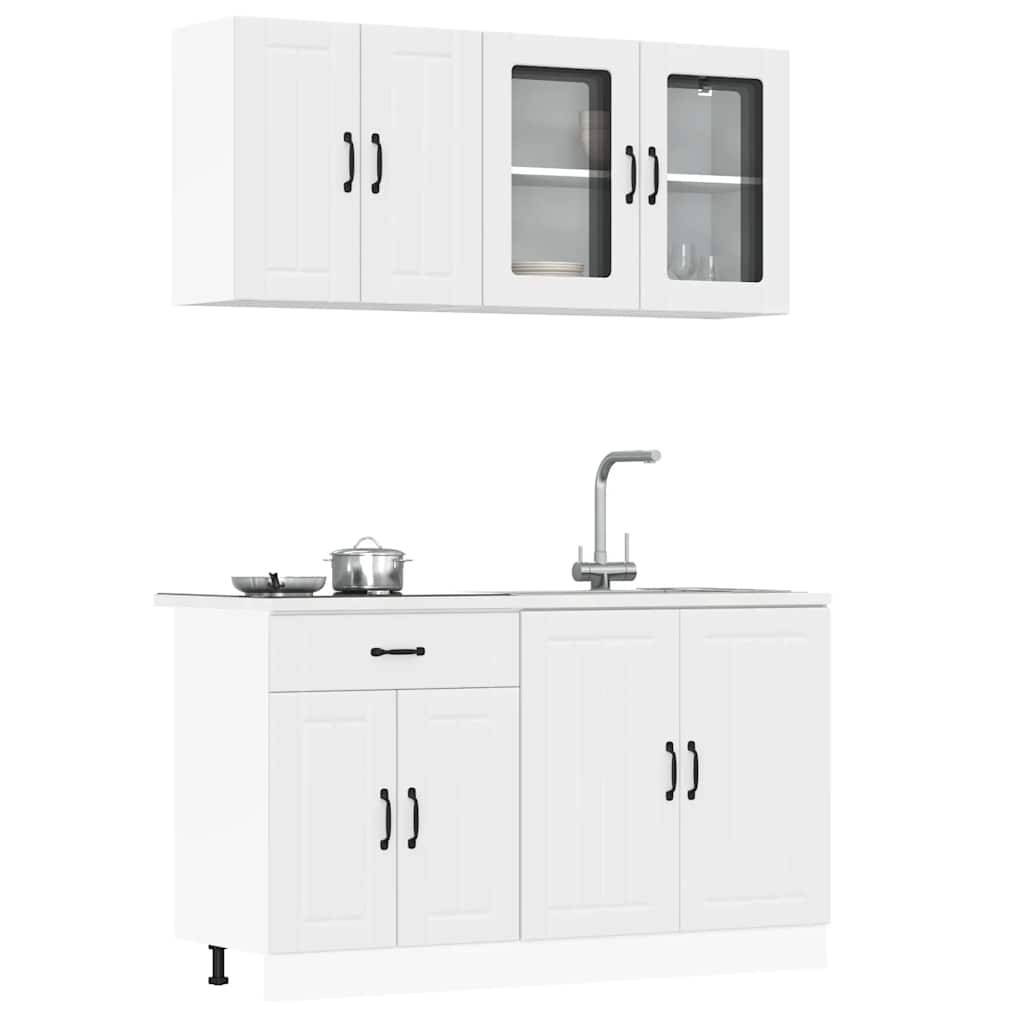 Vetonek Mueble de cocina Kalmar blanco 4 piezas madera contrachapada