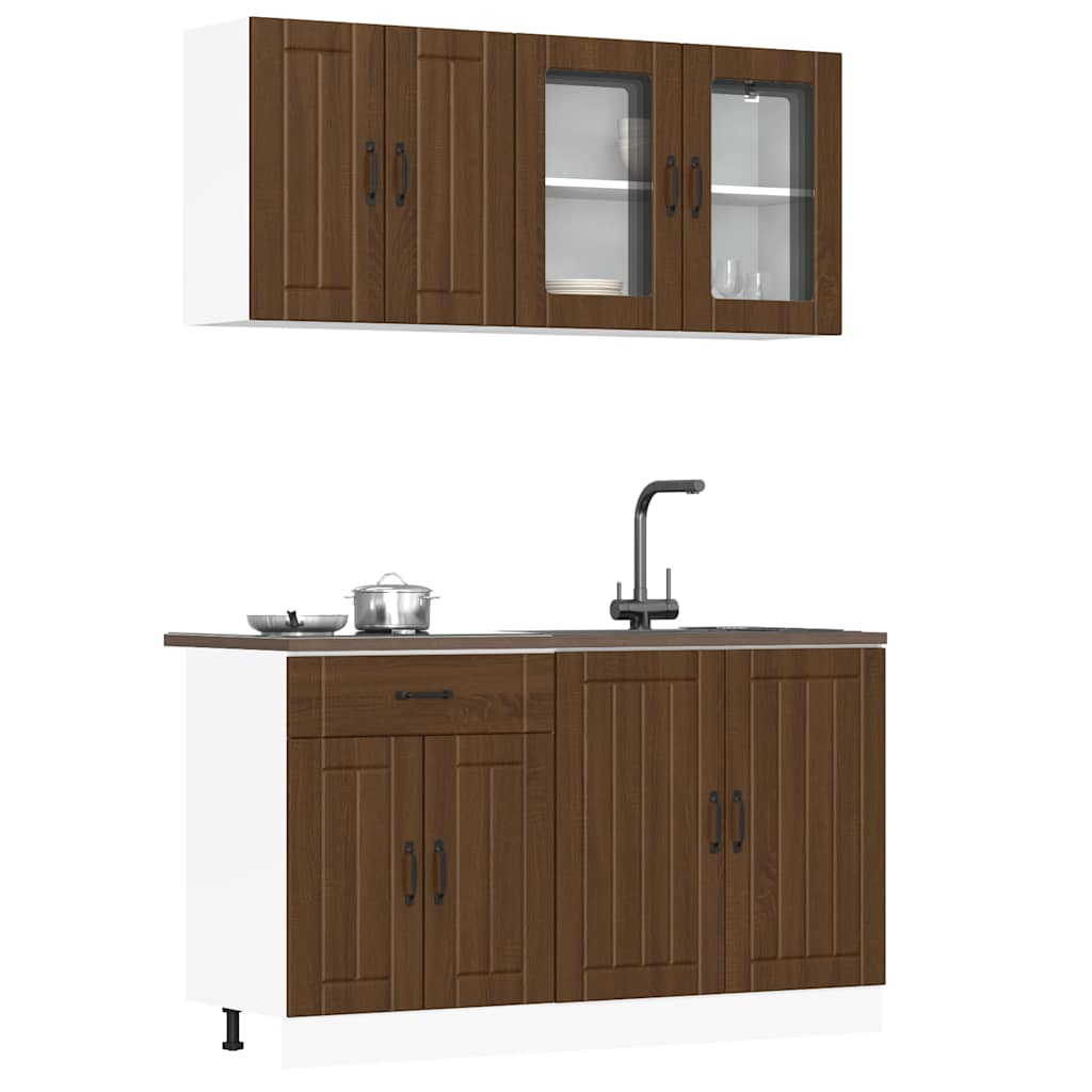 Vetonek Mueble cocina Kalmar roble marrón 4 pzas madera contrachapada