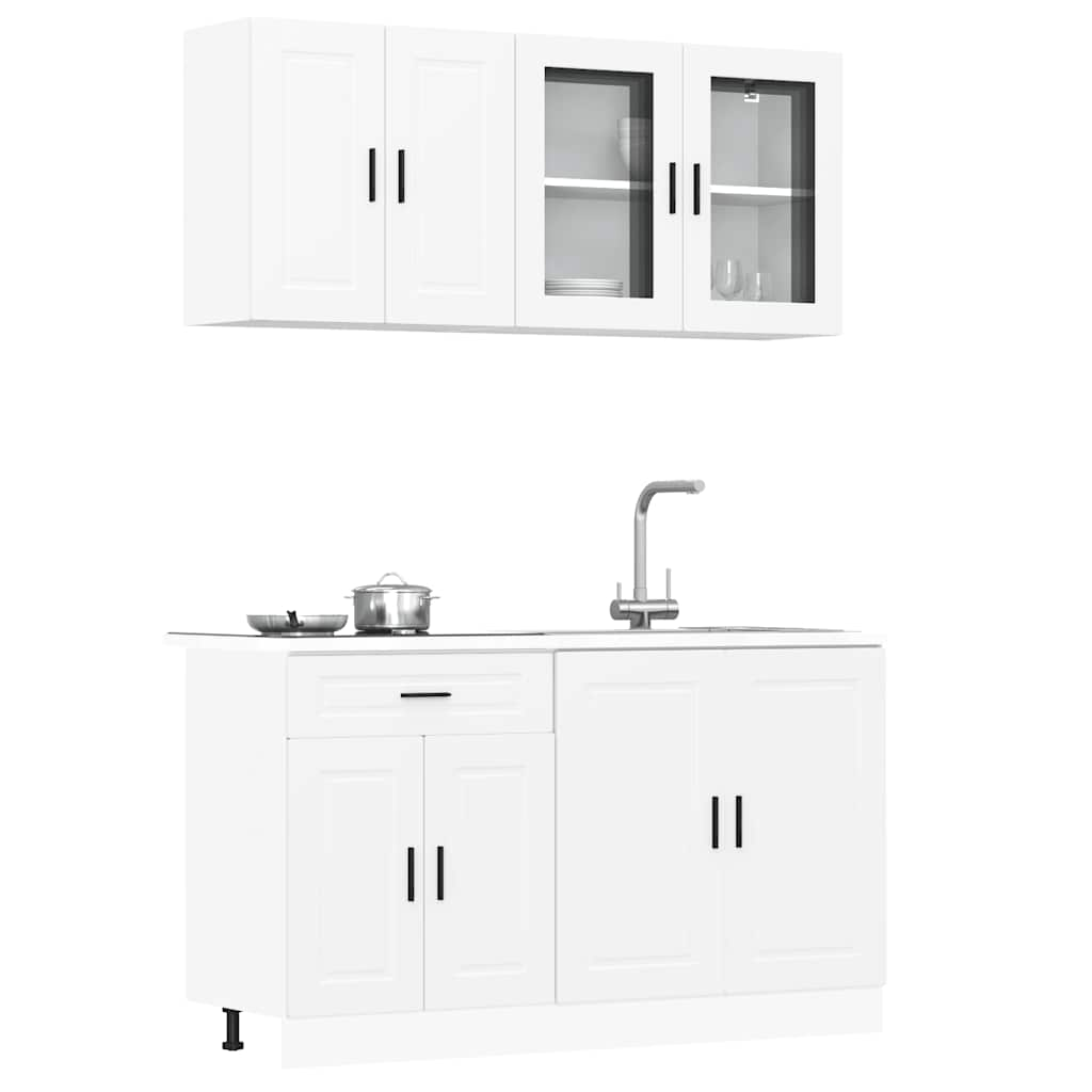 Vetonek Mueble de cocina Kalmar blanco 4 piezas madera contrachapada