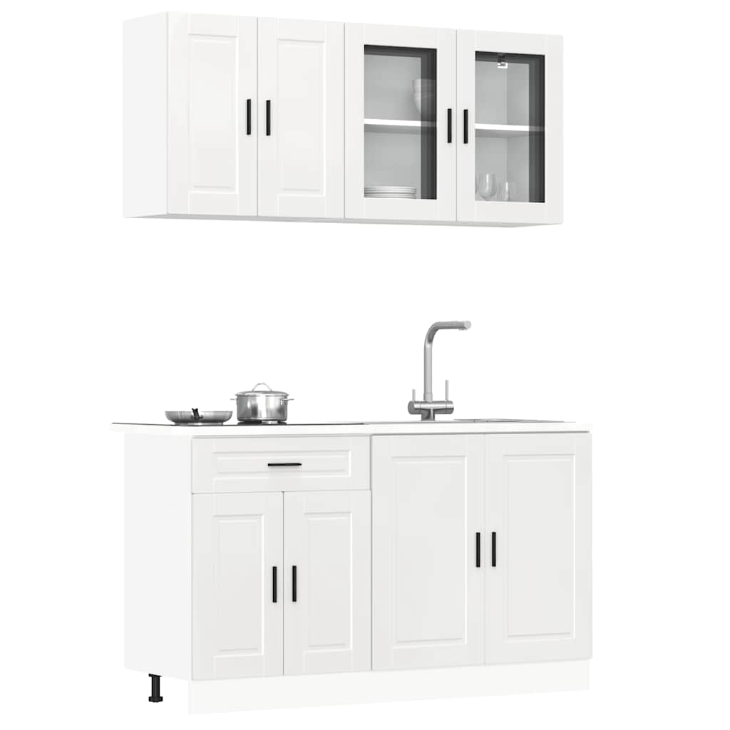 Vetonek Mueble cocina Kalmar blanco de alto brillo 4 pzas