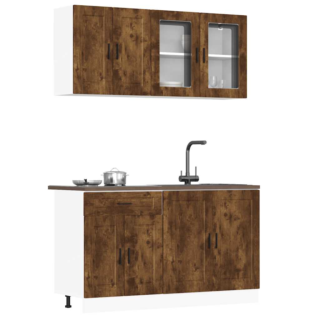 Vetonek Mueble cocina Kalmar roble ahumado 4 pzas madera contrachapada