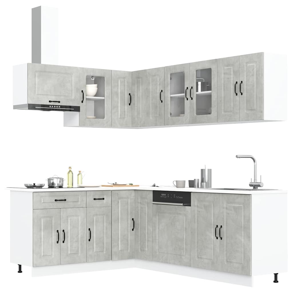 Vetonek Mueble cocina Kalmar gris hormigón 11 pzas madera contrachapada