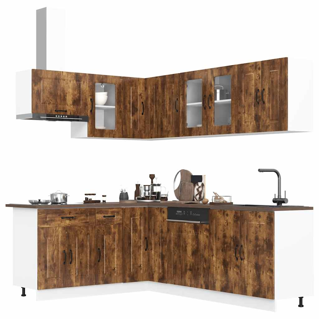 Vetonek Mueble cocina Kalmar roble ahumado 11 pzas madera contrachapada