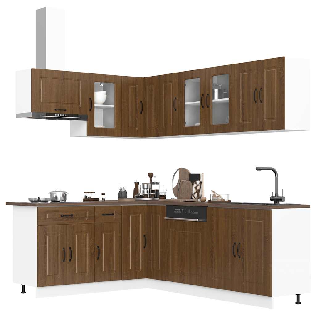 Vetonek Mueble cocina Kalmar roble marrón 11 pzas madera contrachapada