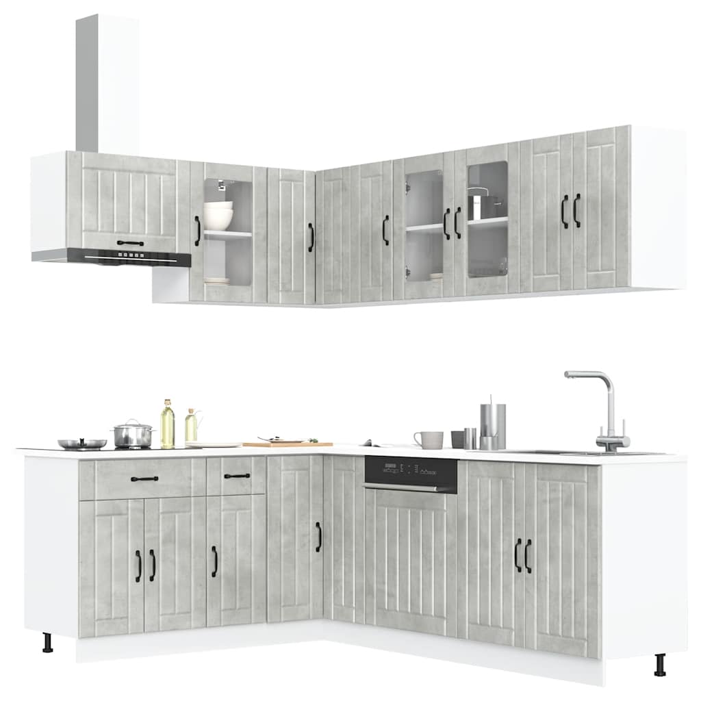 Vetonek Mueble cocina Lucca gris hormigón 11 pzas madera contrachapada