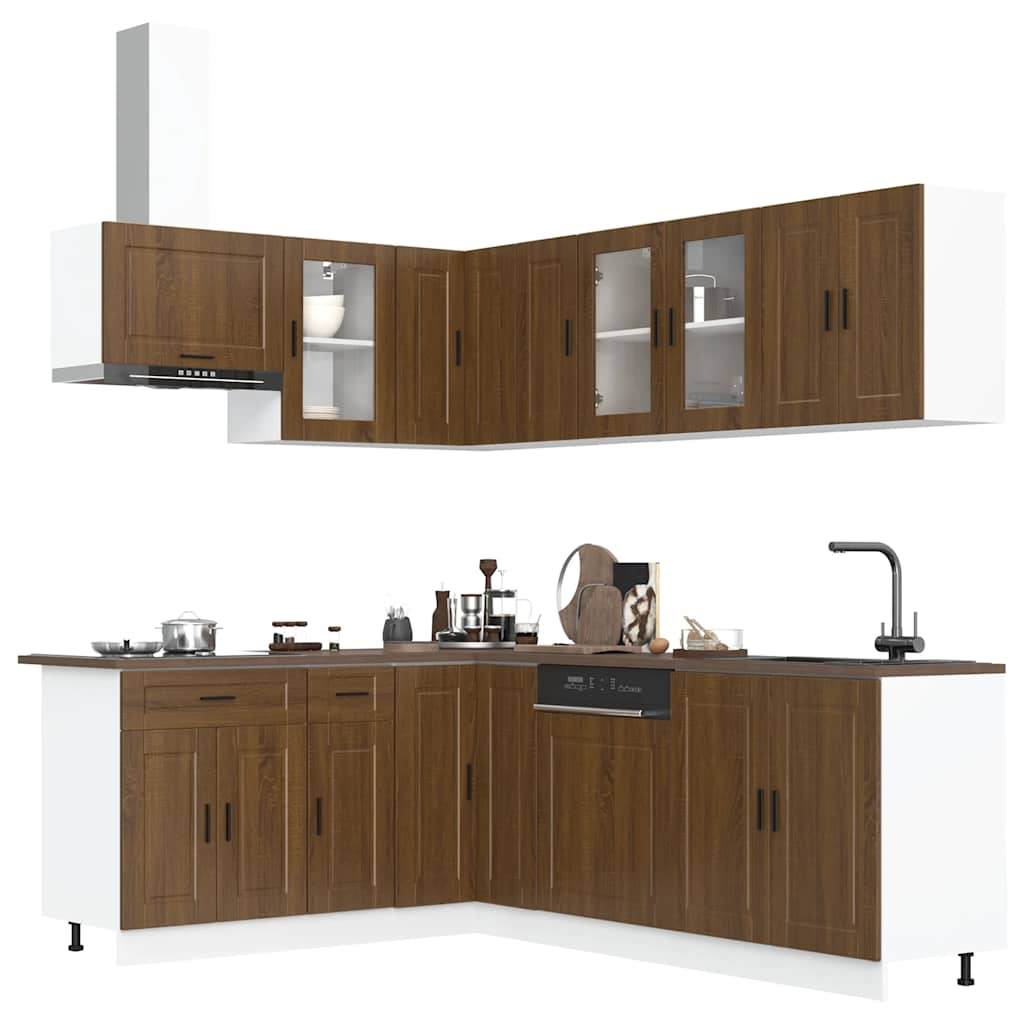 Vetonek Mueble cocina Porto roble marrón 11 pzas madera contrachapada