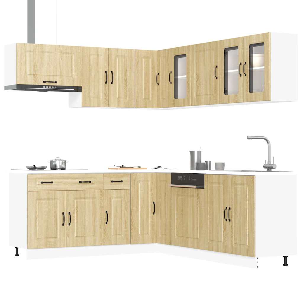 Vetonek Mueble cocina Kalmar roble sonoma 11 pzas madera contrachapada