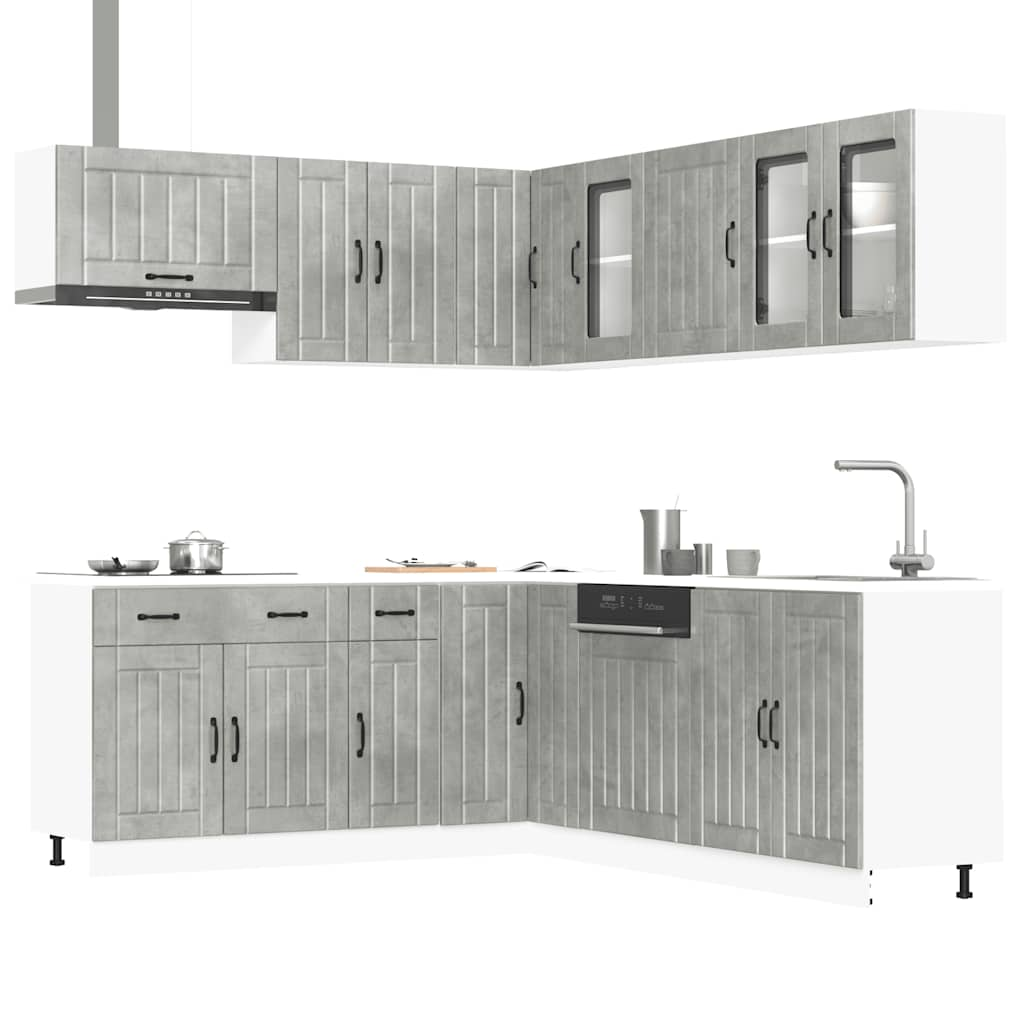 Vetonek Mueble cocina Lucca gris hormigón 11 pzas madera contrachapada