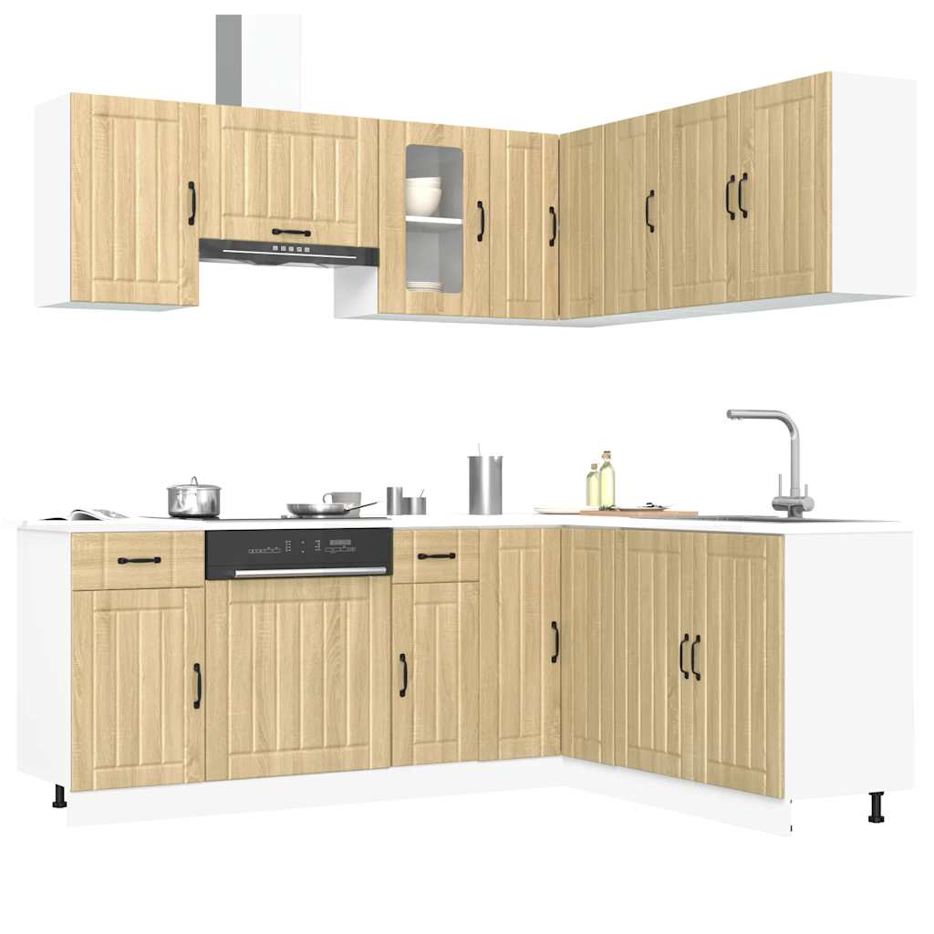 Vetonek Mueble cocina Kalmar roble sonoma 11 pzas madera contrachapada