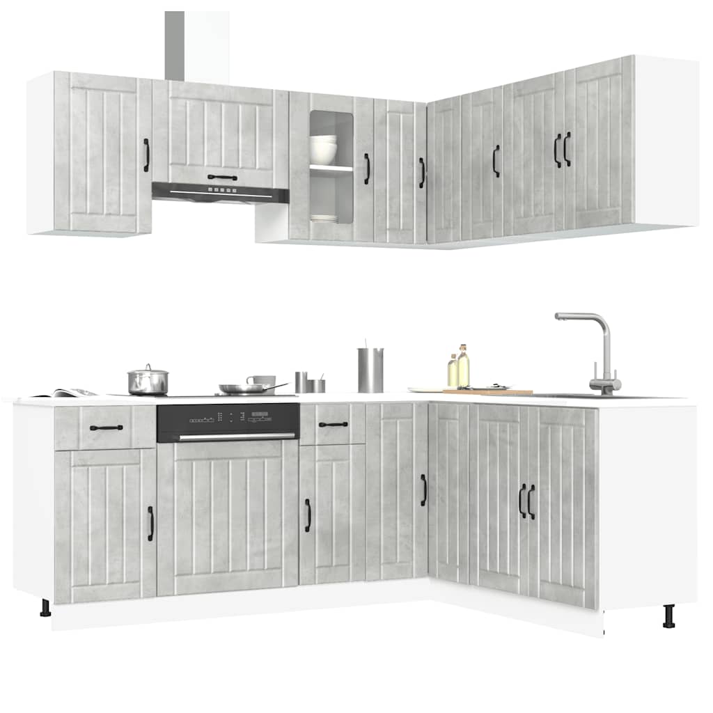 Vetonek Mueble cocina Kalmar gris hormigón 11 pzas madera contrachapada