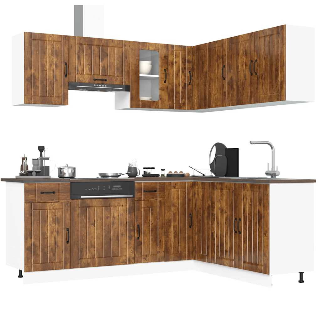 Vetonek Mueble cocina Kalmar roble ahumado 11 pzas madera contrachapada