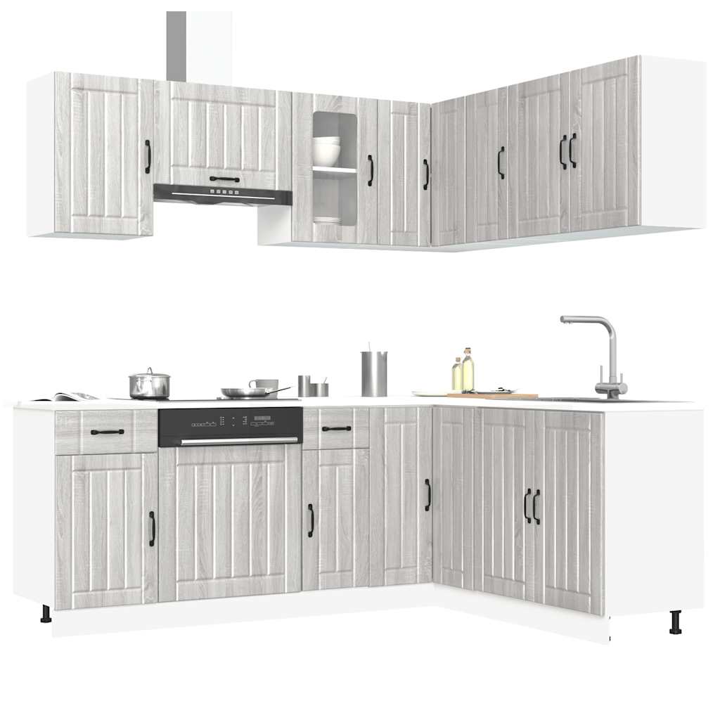 Vetonek Mueble cocina Kalmar sonoma gris 11 pzas madera contrachapada