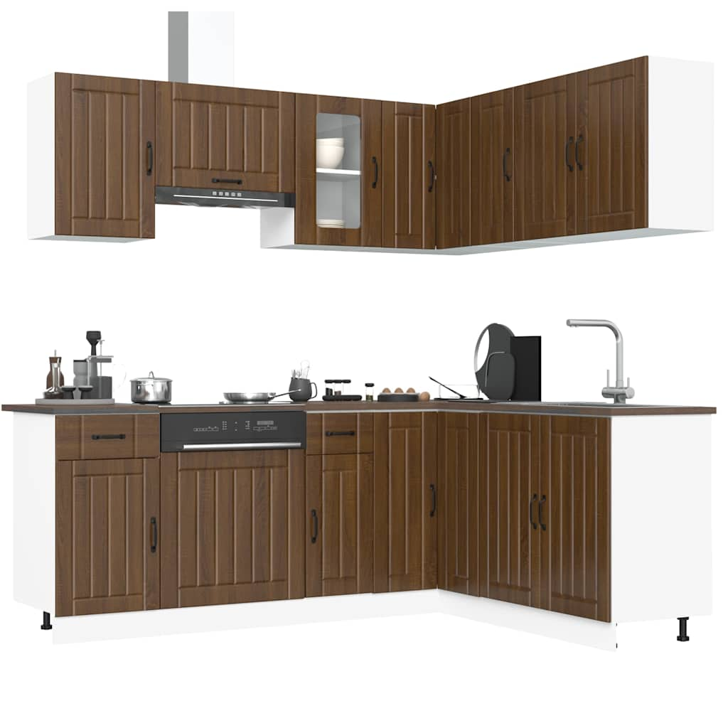 Vetonek Mueble cocina Kalmar roble marrón 11 pzas madera contrachapada