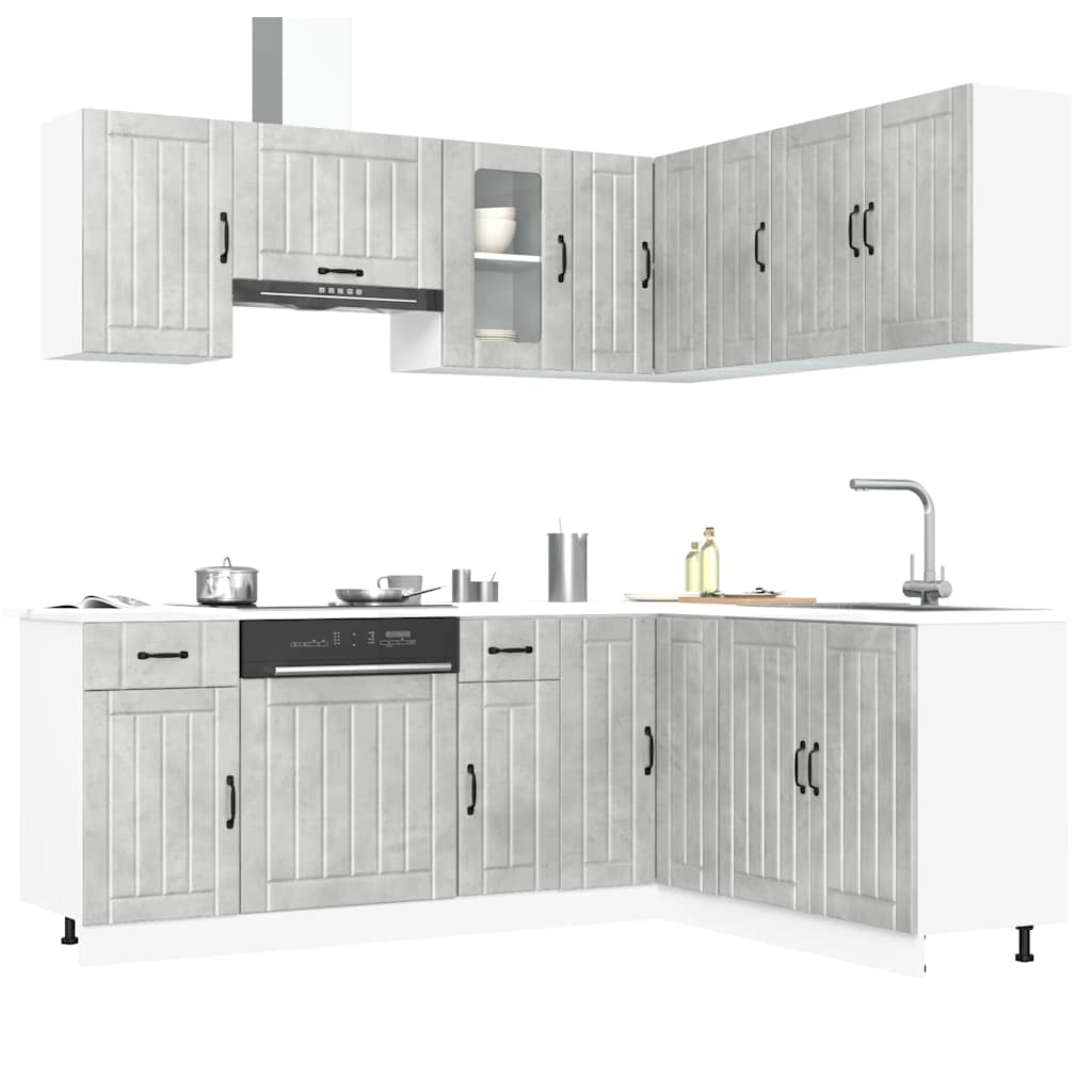 Vetonek Mueble cocina Lucca gris hormigón 11 pzas madera contrachapada