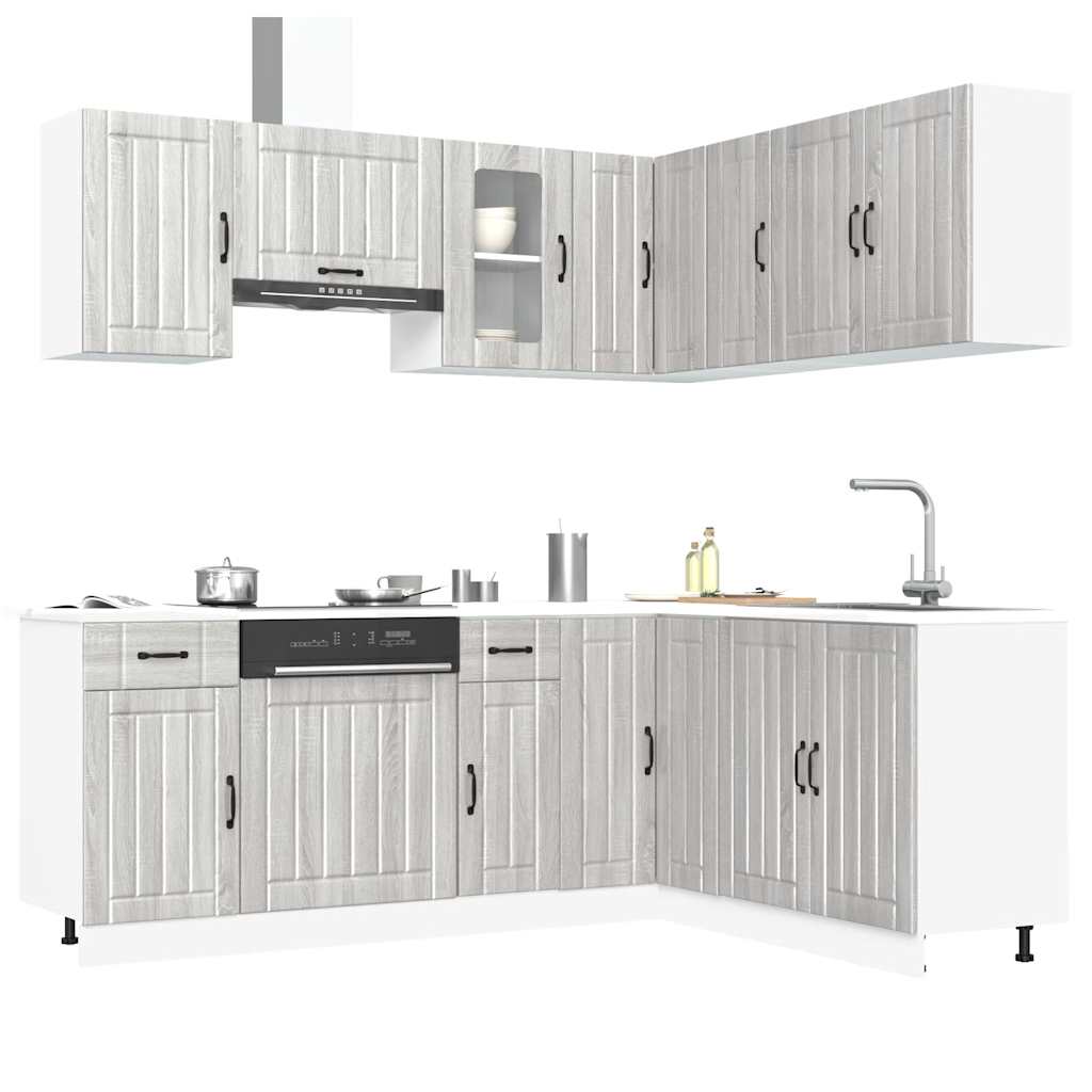 Vetonek Mueble cocina Lucca sonoma gris 11 pzas madera contrachapada