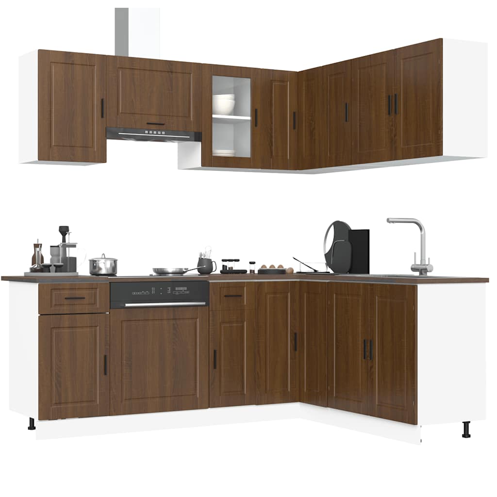 Vetonek Mueble cocina Porto roble marrón 11 pzas madera contrachapada