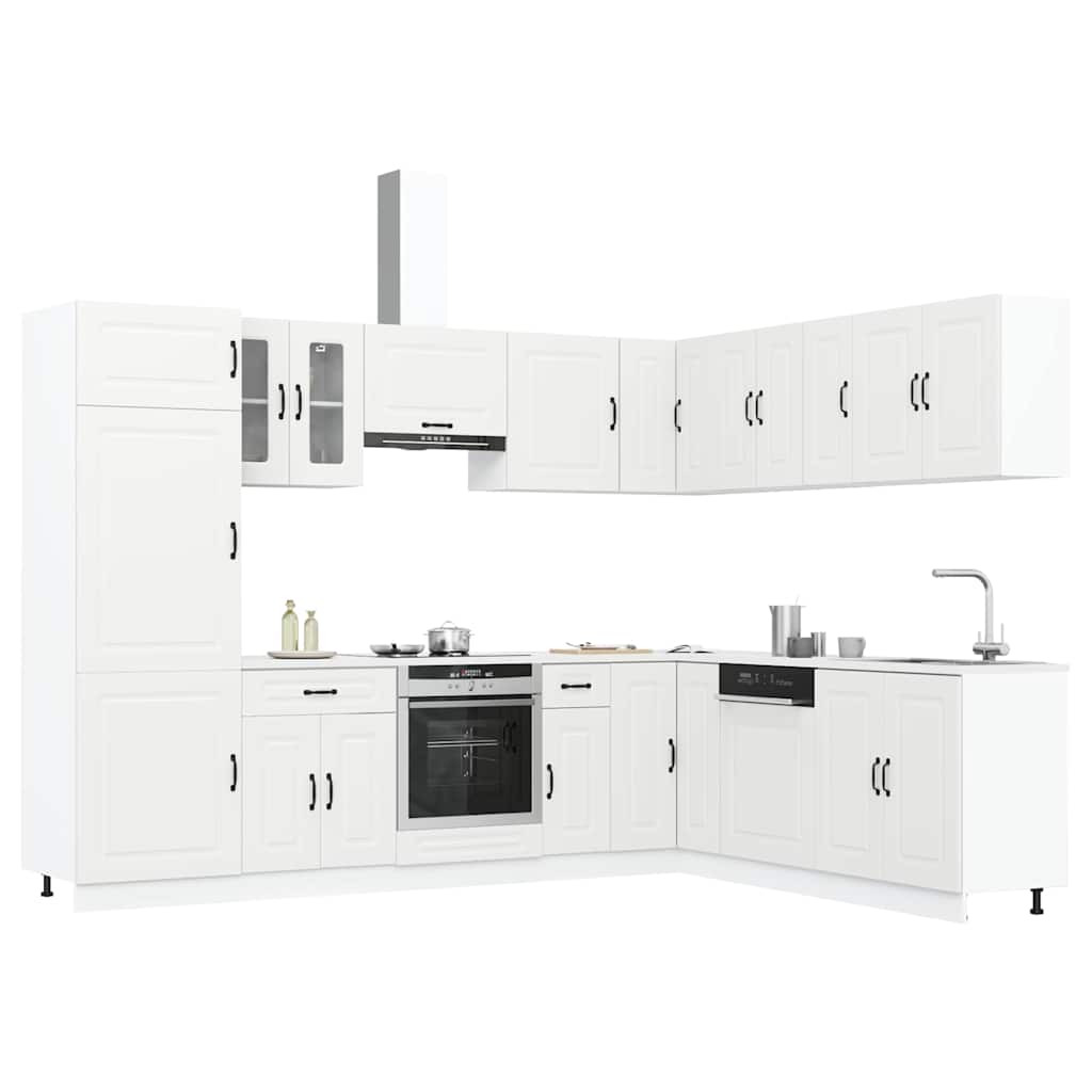 Vetonek Mueble de cocina Kalmar blanco 14 piezas madera contrachapada