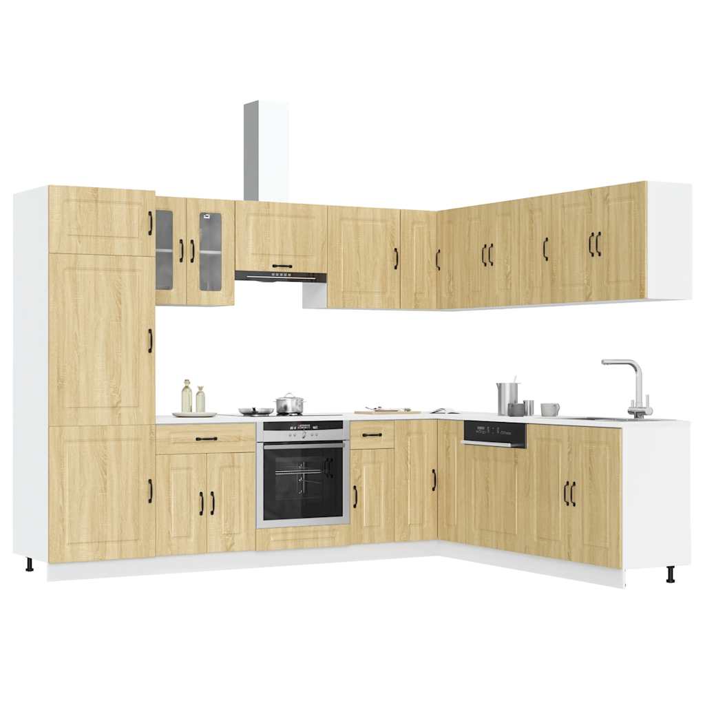 Vetonek Mueble cocina Kalmar roble sonoma 14 pzas madera contrachapada