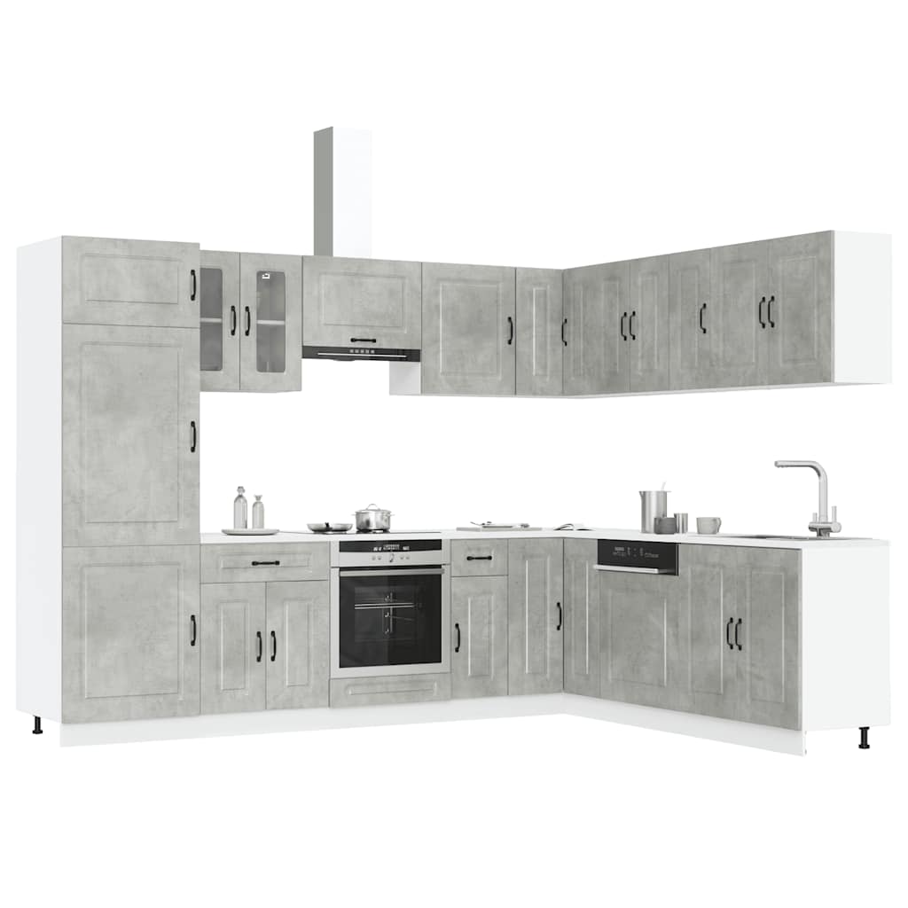 Vetonek Mueble cocina Kalmar gris hormigón 14 pzas madera contrachapada