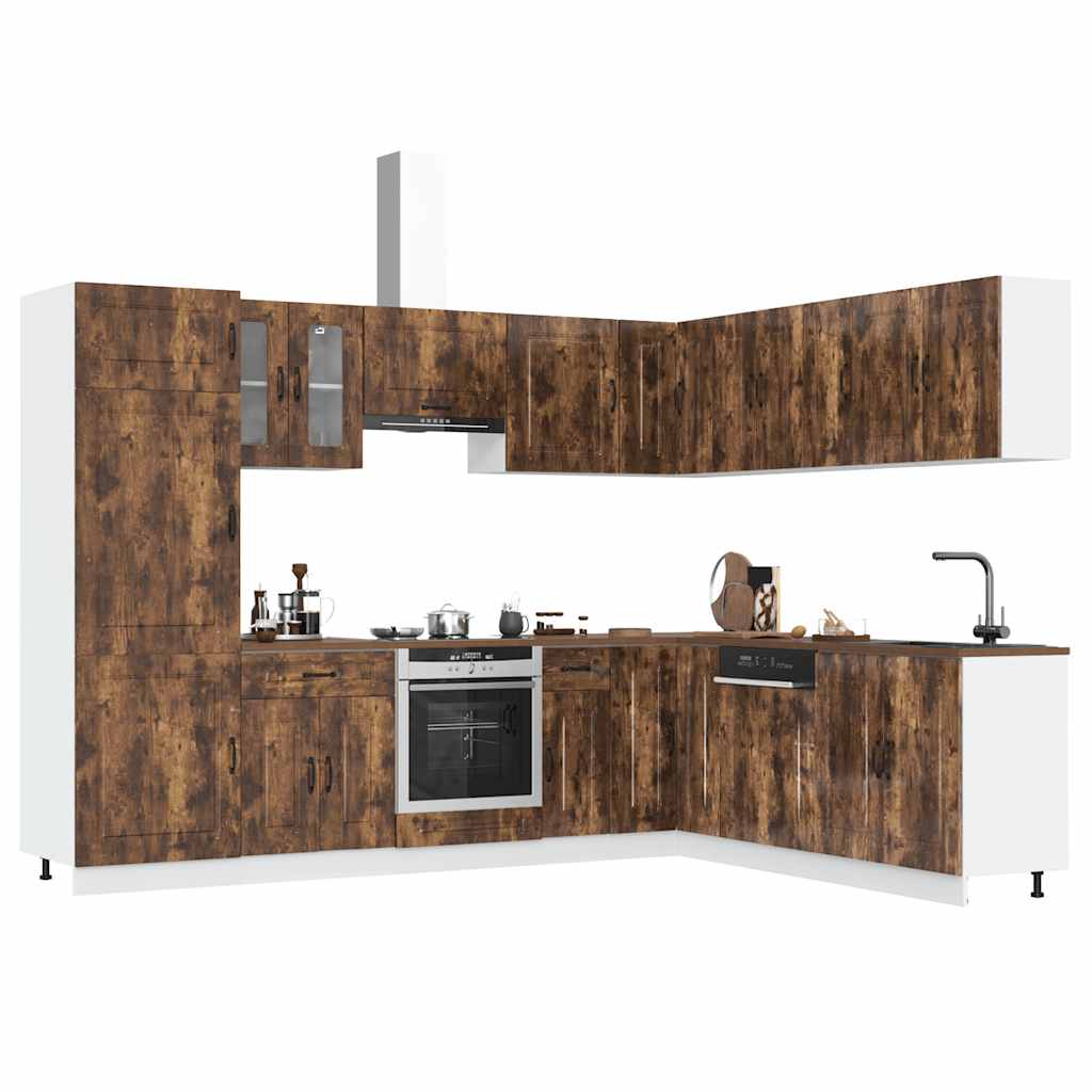 Vetonek Mueble cocina Kalmar roble ahumado 14 pzas madera contrachapada