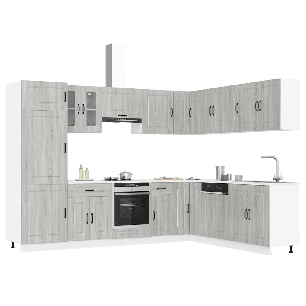 Vetonek Mueble cocina Kalmar sonoma gris 14 pzas madera contrachapada