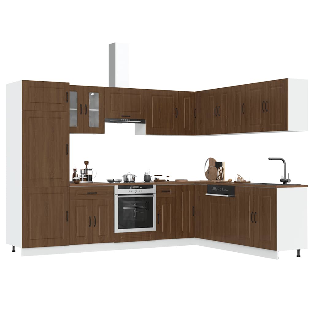 Vetonek Mueble cocina Kalmar roble marrón 14 pzas madera contrachapada