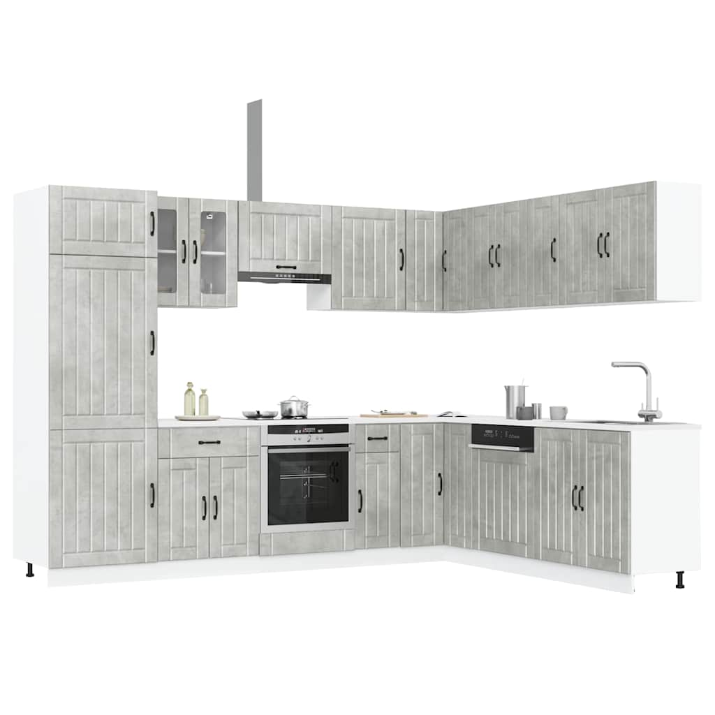 Vetonek Mueble cocina Lucca gris hormigón 14 pzas madera contrachapada