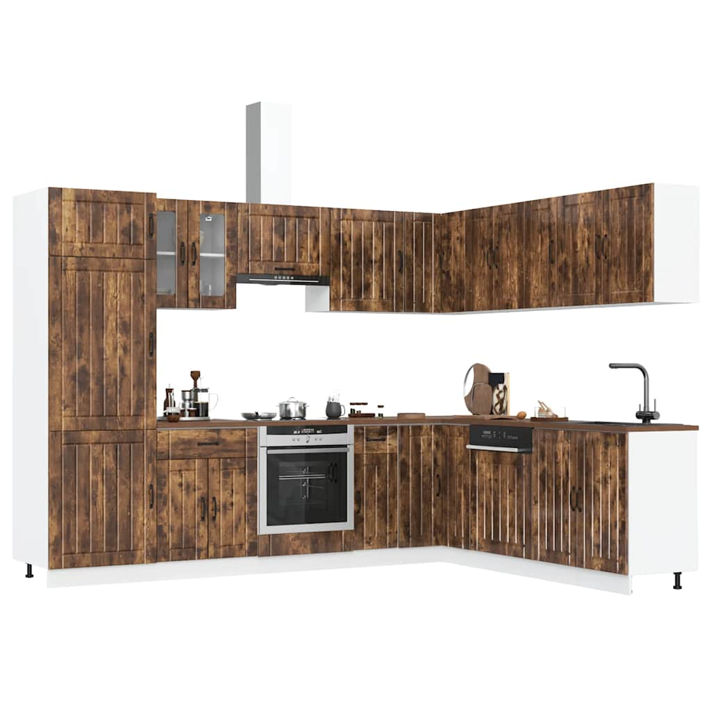 Vetonek Mueble cocina Lucca roble ahumado 14 pzas madera contrachapada