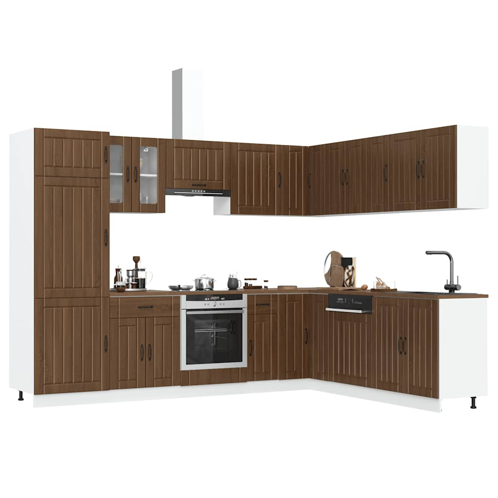 Vetonek Mueble cocina Lucca roble marrón 14 pzas madera contrachapada