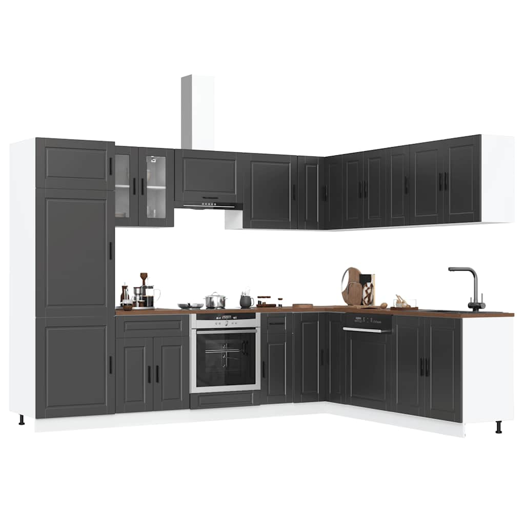 Vetonek Mueble de cocina Porto negra 14 piezas madera contrachapada