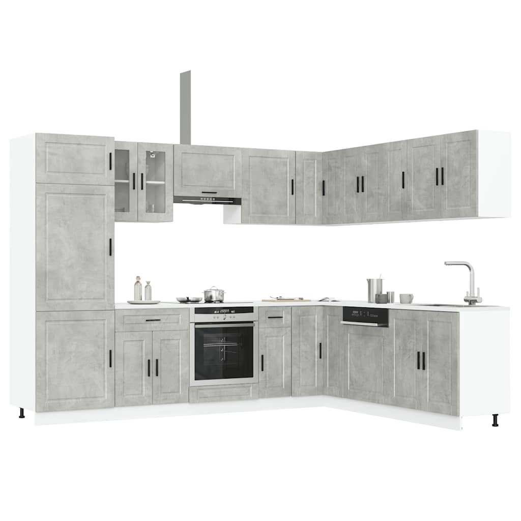 Vetonek Mueble cocina Porto gris hormigón 14 pzas madera contrachapada