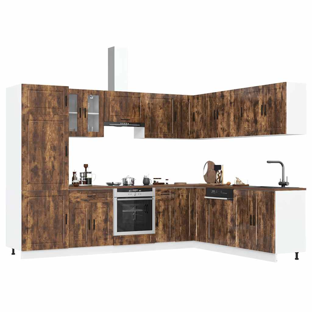 Vetonek Mueble cocina Porto roble ahumado 14 pzas madera contrachapada